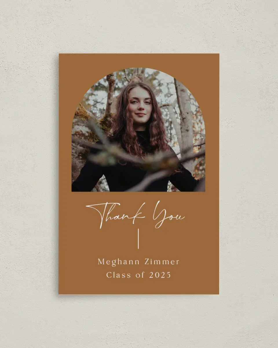This is a 4" x 6" Folded Graduation Thank You Card called Simple Signature printed in full color on Premium Smooth paper