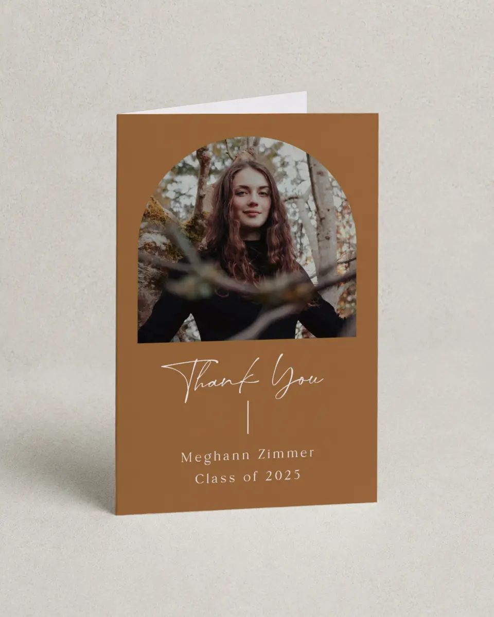This is a 4" x 6" Folded Graduation Thank You Card called Simple Signature printed in full color on Premium Smooth paper
