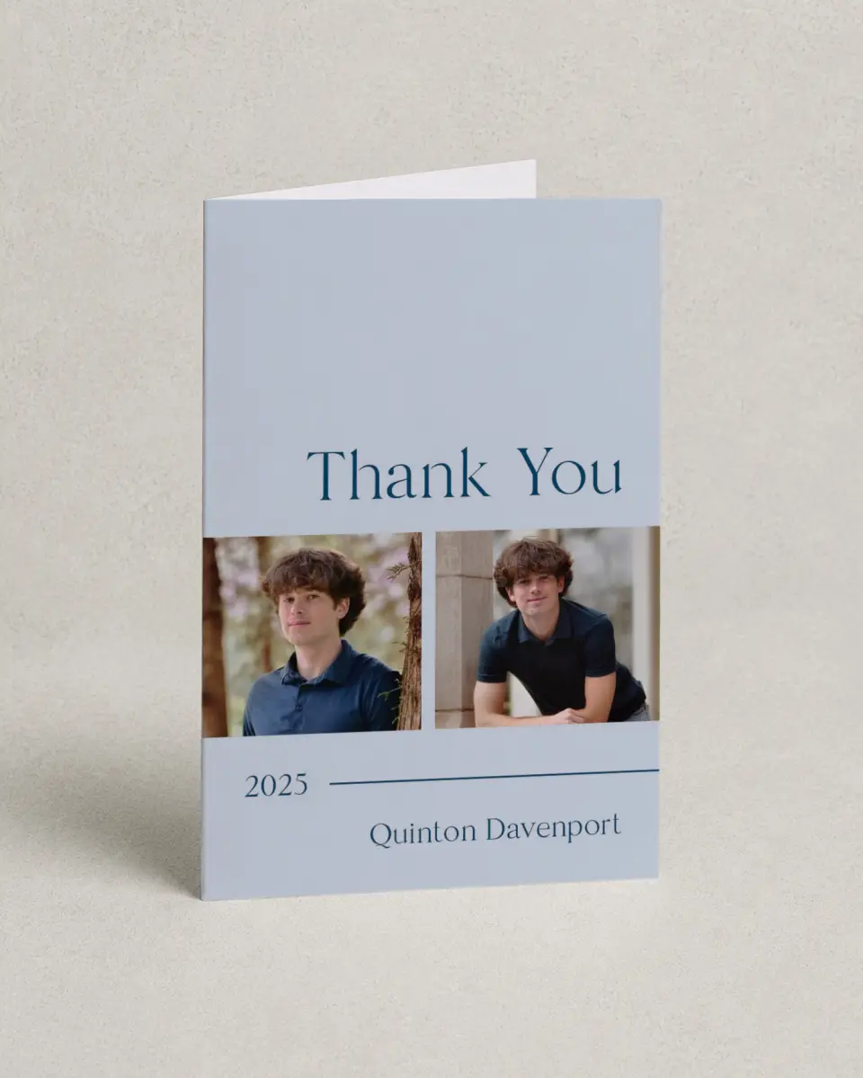 This is a 4" x 6" Folded Graduation Thank You Card called Honored Grad printed in full color on Premium Smooth paper