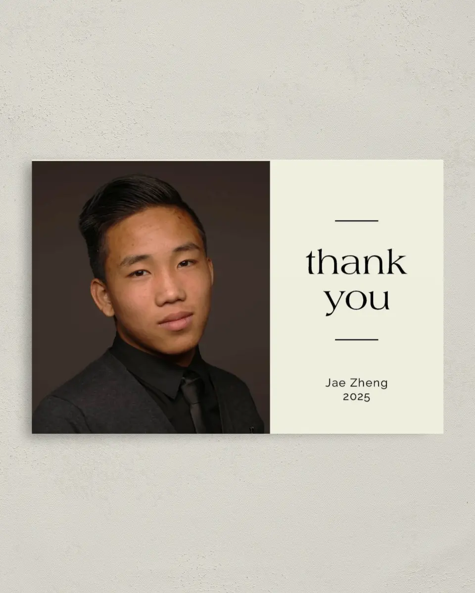 This is a 4" x 6" Folded Graduation Thank You Card called Grand Milestone printed in full color on Premium Smooth paper