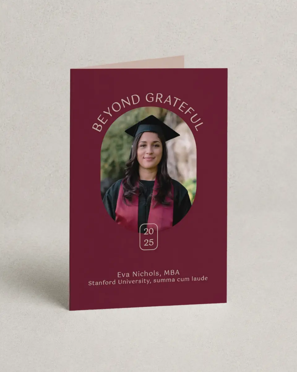 This is a 4" x 6" Folded Graduation Thank You Card called Worth the Hassle printed in full color on Premium Smooth paper