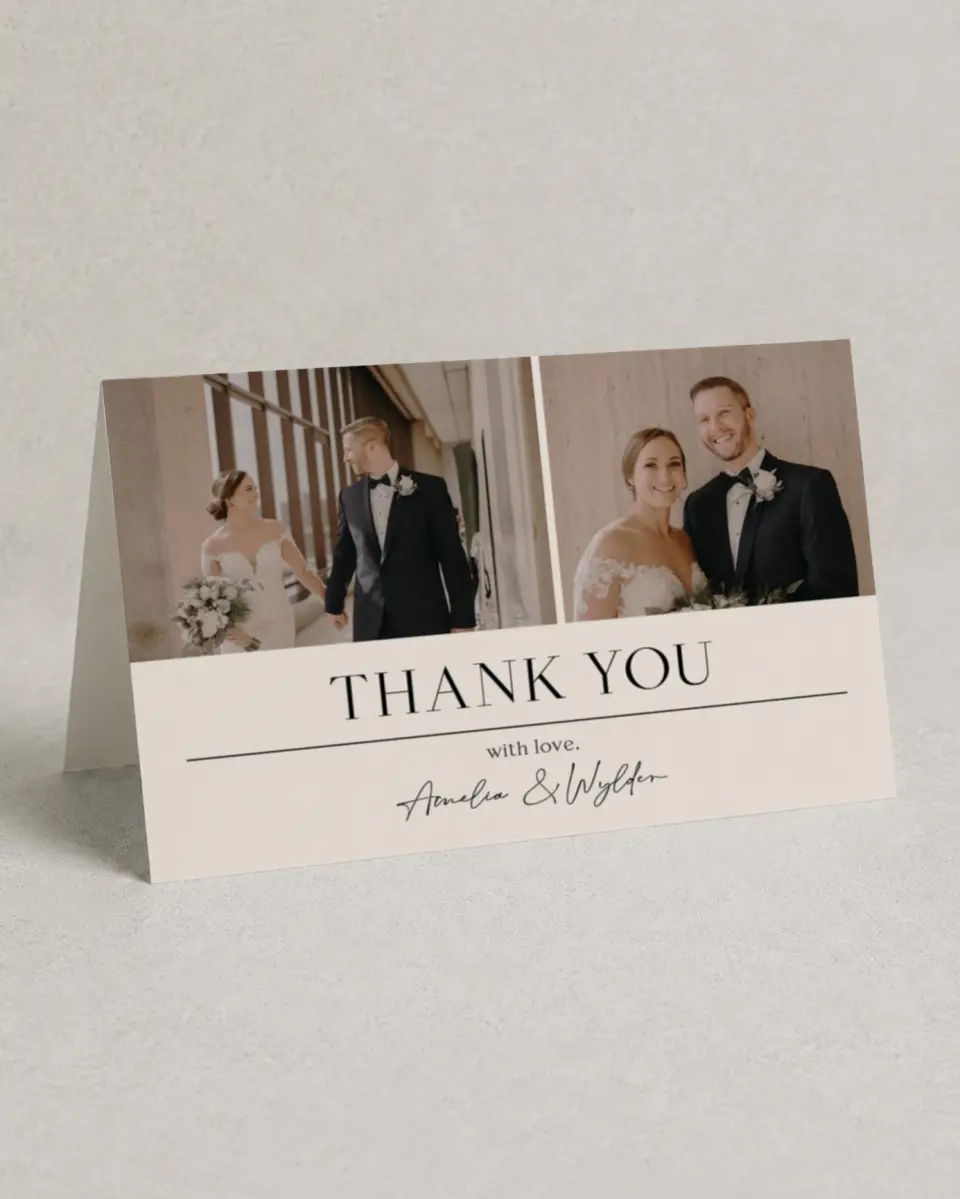 This is a 4" x 6" Folded Thank You Card called Noble Names printed in full color on Premium Smooth paper