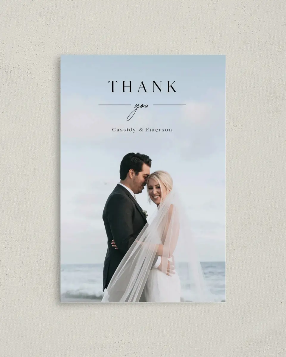 This is a 4" x 6" Folded Thank You Card called Devoted Delight printed in full color on Premium Smooth paper