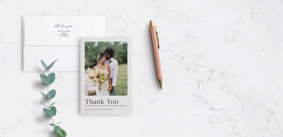 styled lines thank you folded cards