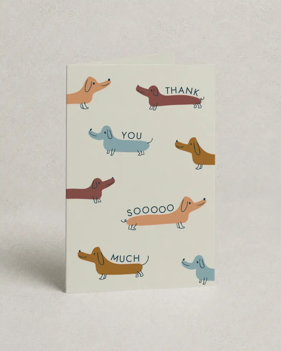 This is a 4" x 6" Folded Personal Stationery called Puppy Love Thanks printed in full color on Premium Smooth paper