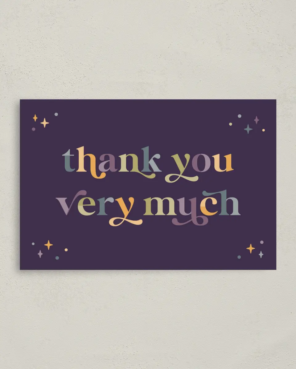 This is a 4" x 6" Folded Personal Stationery called Witty Words of Thanks printed in full color on Premium Smooth paper