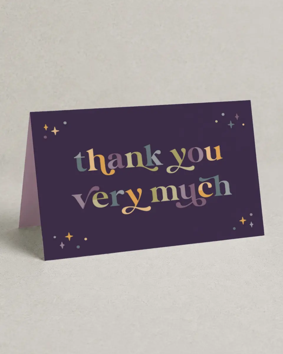 This is a 4" x 6" Folded Personal Stationery called Witty Words of Thanks printed in full color on Premium Smooth paper