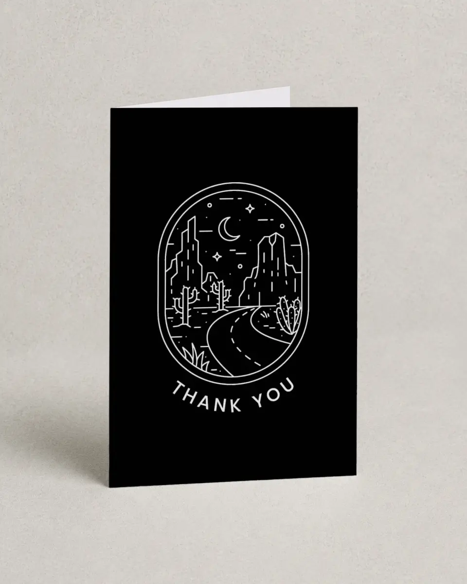 This is a 4" x 6" Folded Personal Stationery called Doodle Dandy printed in full color with Silver foil on Luxe Satin (coated) paper