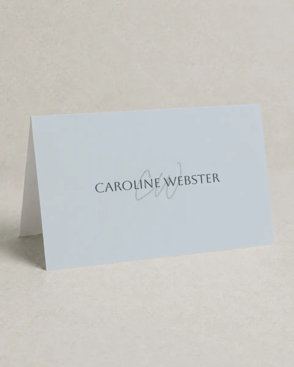 This is a 4" x 6" Folded Personal Stationery called Sleek Monogram printed in full color on Premium Smooth paper