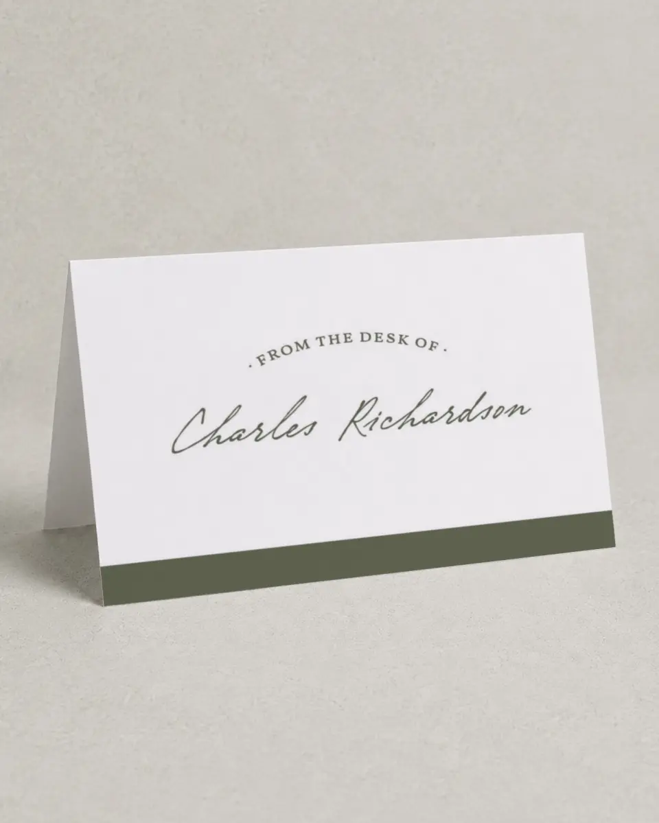 This is a 4" x 6" Folded Personal Stationery called Vintage Badge printed in full color on Premium Smooth paper