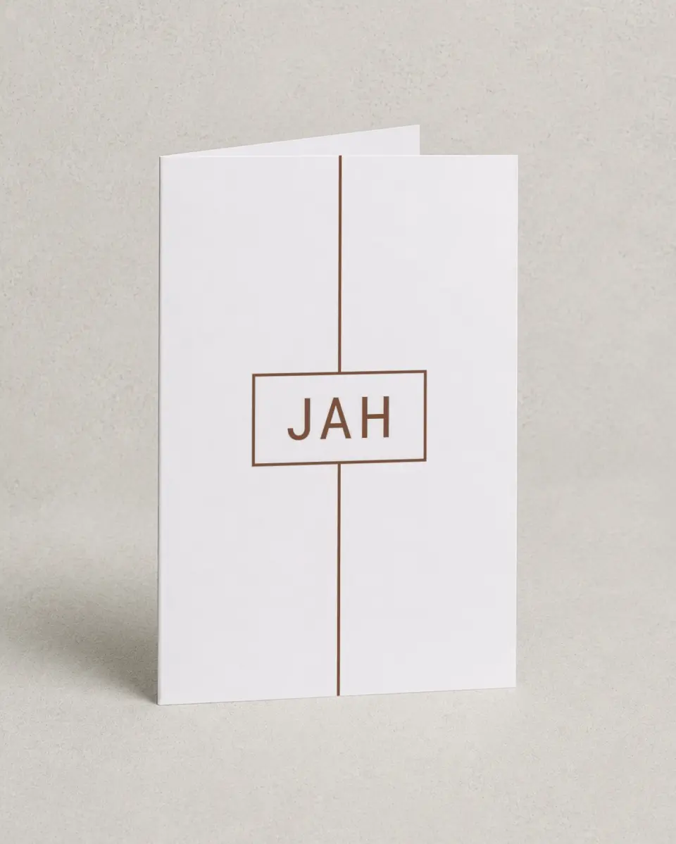 This is a 4" x 6" Folded Personal Stationery called Outside the Box printed in full color on Premium Smooth paper