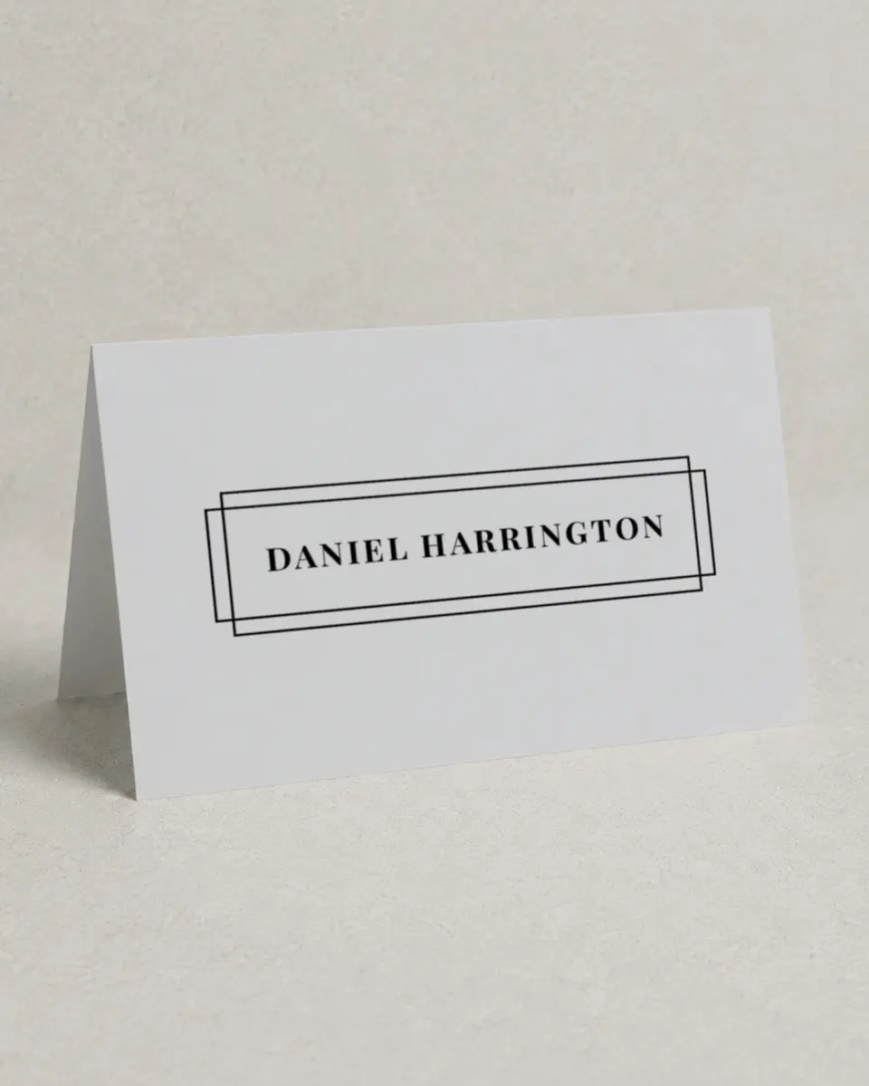 This is a 4" x 6" Folded Personal Stationery called Geometric Border printed in full color on Premium Smooth paper