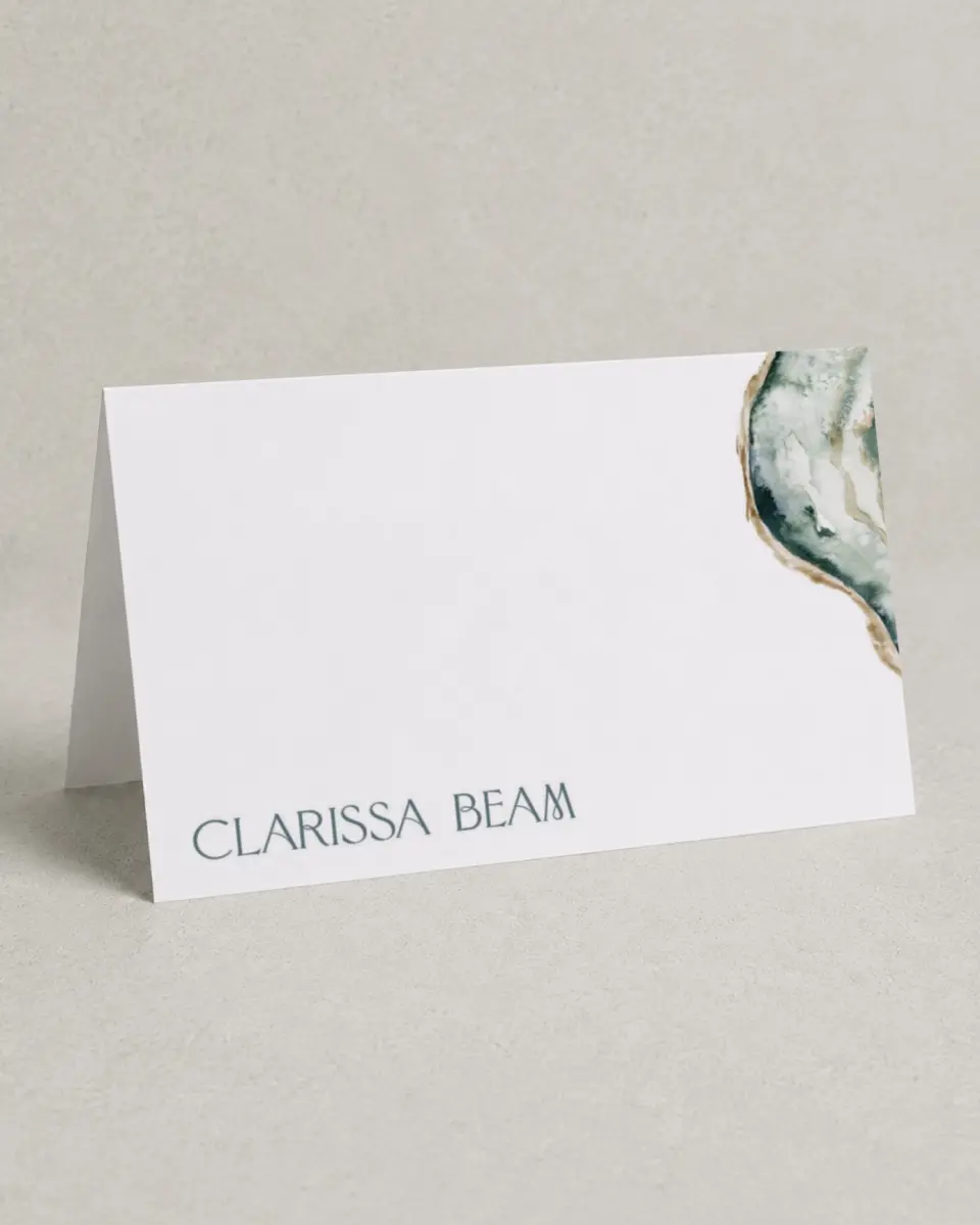 This is a 4" x 6" Folded Personal Stationery called Gentle Geode printed in full color on Premium Smooth paper