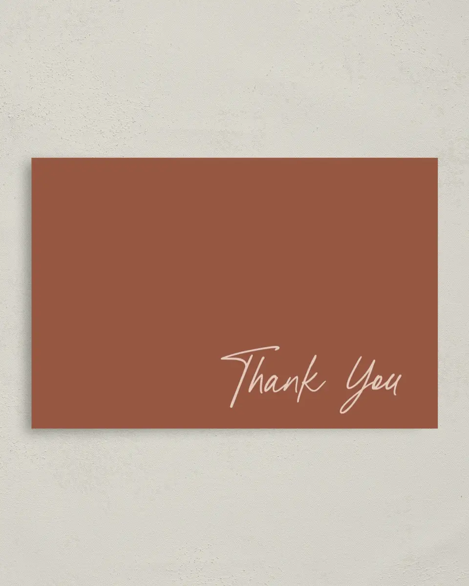 This is a 4" x 6" Folded Graduation Thank You Card called Heartfelt Hues printed in full color on Premium Smooth paper