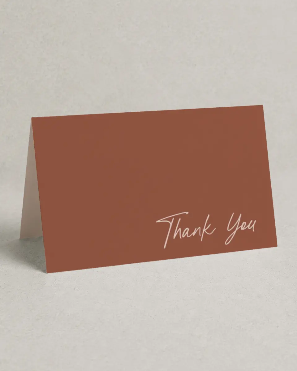 This is a 4" x 6" Folded Graduation Thank You Card called Heartfelt Hues printed in full color on Premium Smooth paper