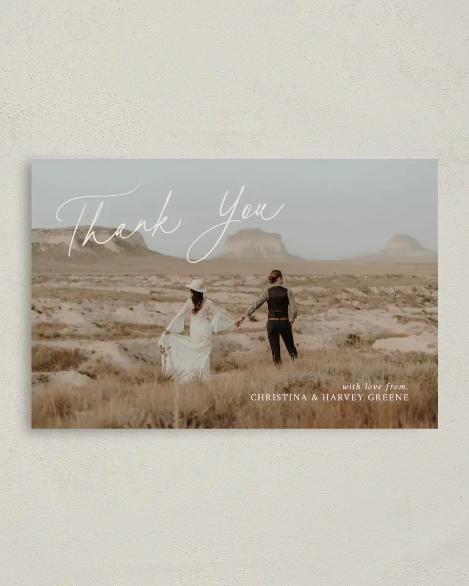 This is a 4" x 6" Folded Thank You Card called The Christina printed in full color on Premium Smooth paper