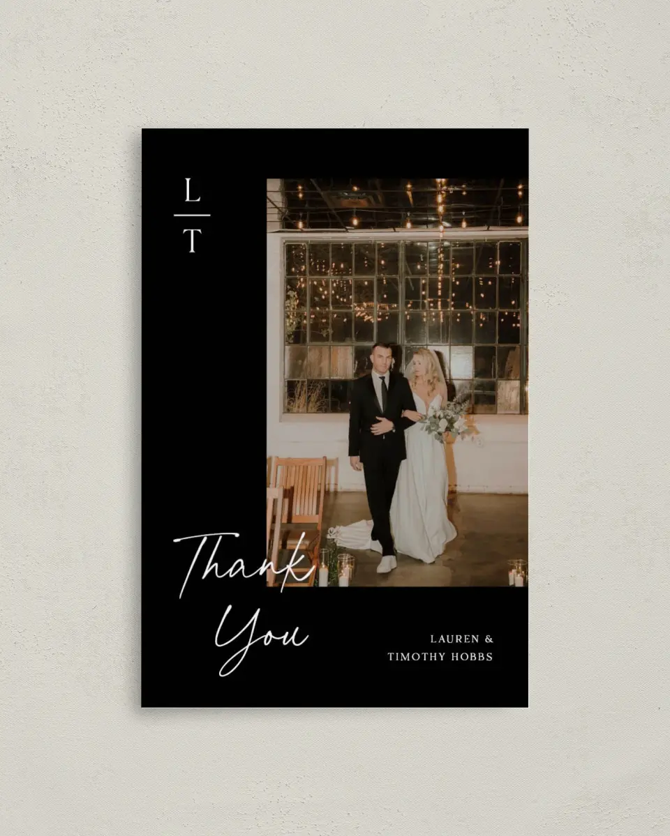This is a 4" x 6" Folded Thank You Card called The Lauren printed in full color on Premium Smooth paper