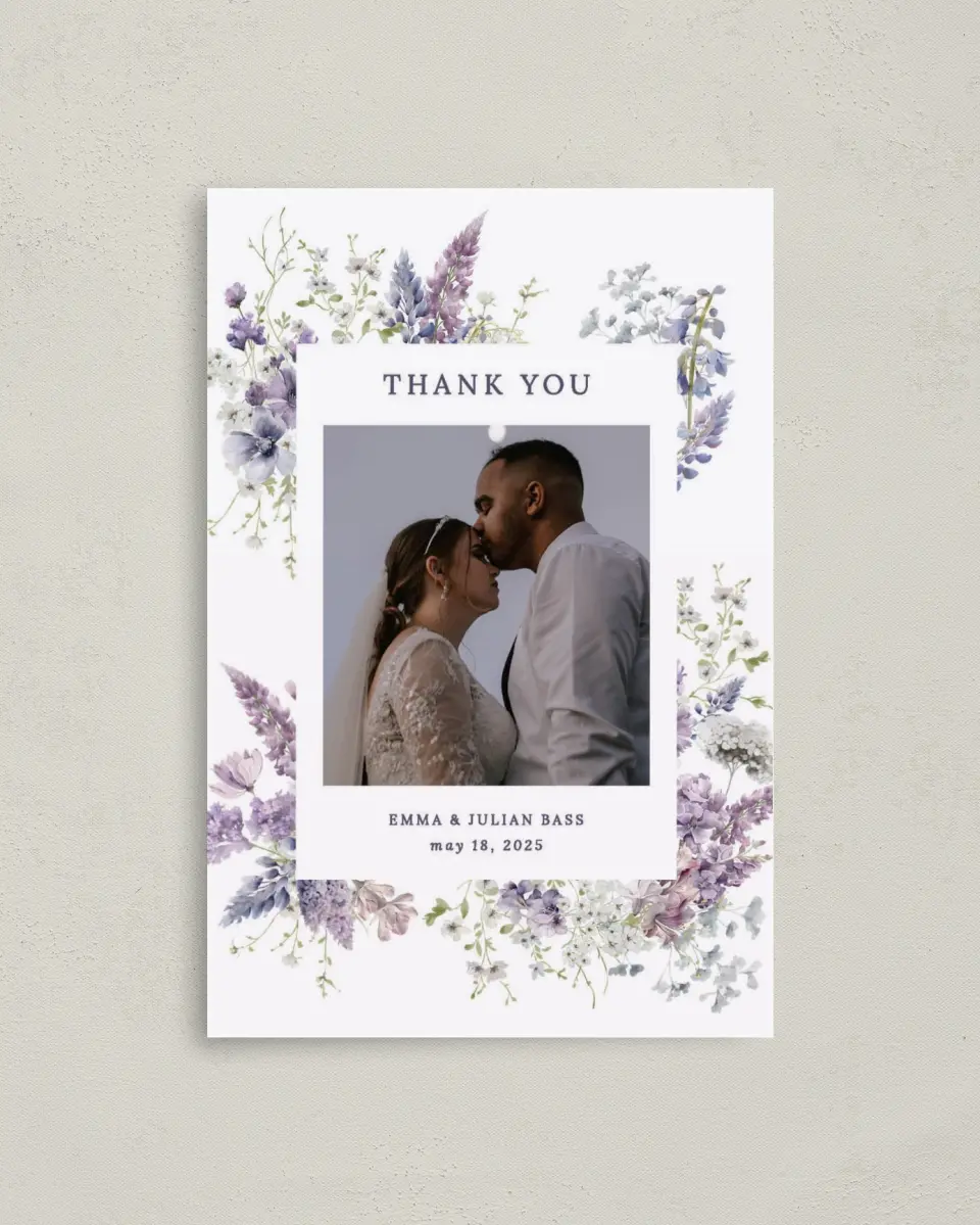 This is a 4" x 6" Folded Thank You Card called Euphoric Frame printed in full color on Premium Smooth paper