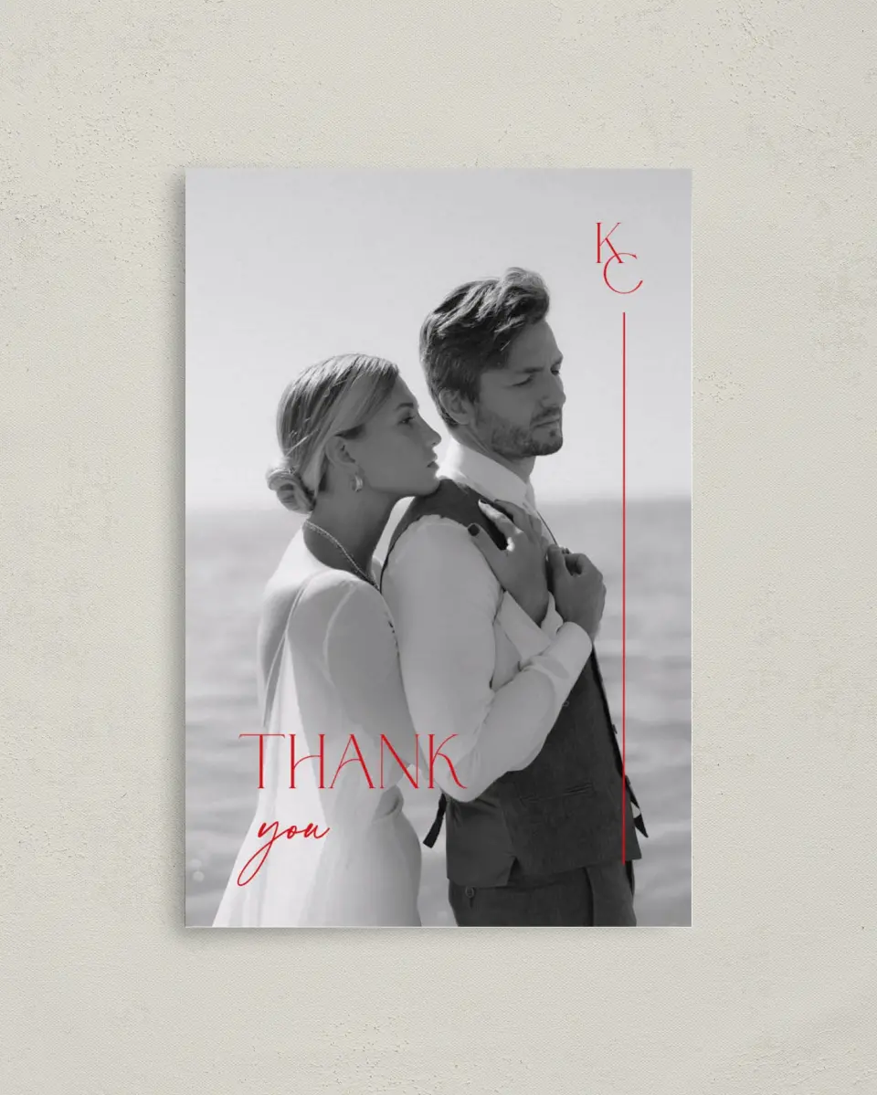 This is a 4" x 6" Folded Thank You Card called Initial Unity printed in full color on Premium Smooth paper