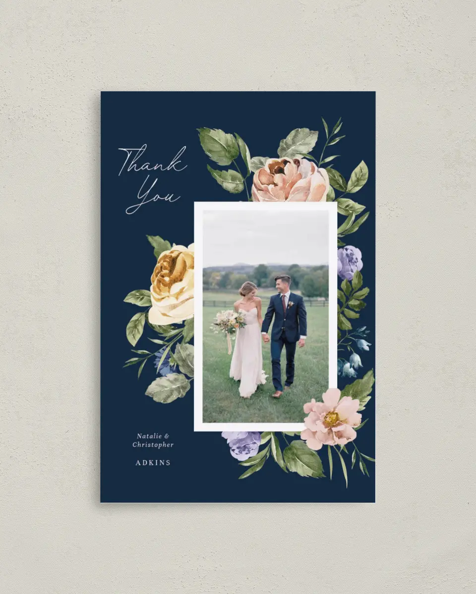 This is a 4" x 6" Folded Thank You Card called The Natalie printed in full color on Premium Smooth paper
