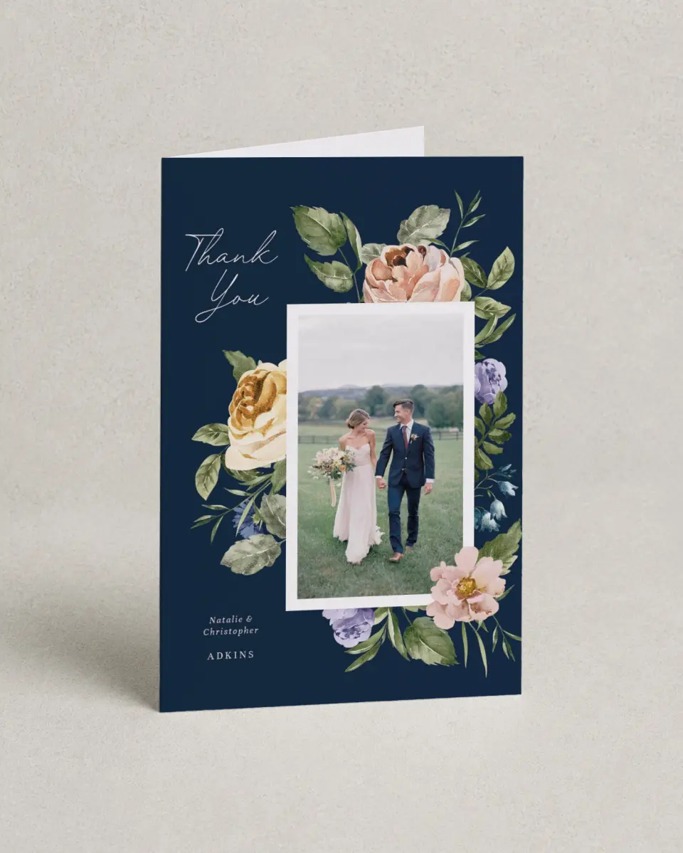 This is a 4" x 6" Folded Thank You Card called The Natalie printed in full color on Premium Smooth paper