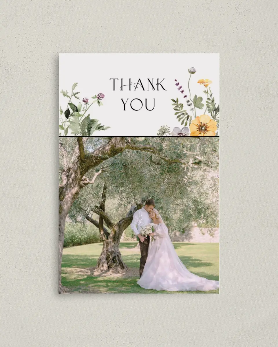 This is a 4" x 6" Folded Thank You Card called The Ruby printed in full color on Premium Smooth paper