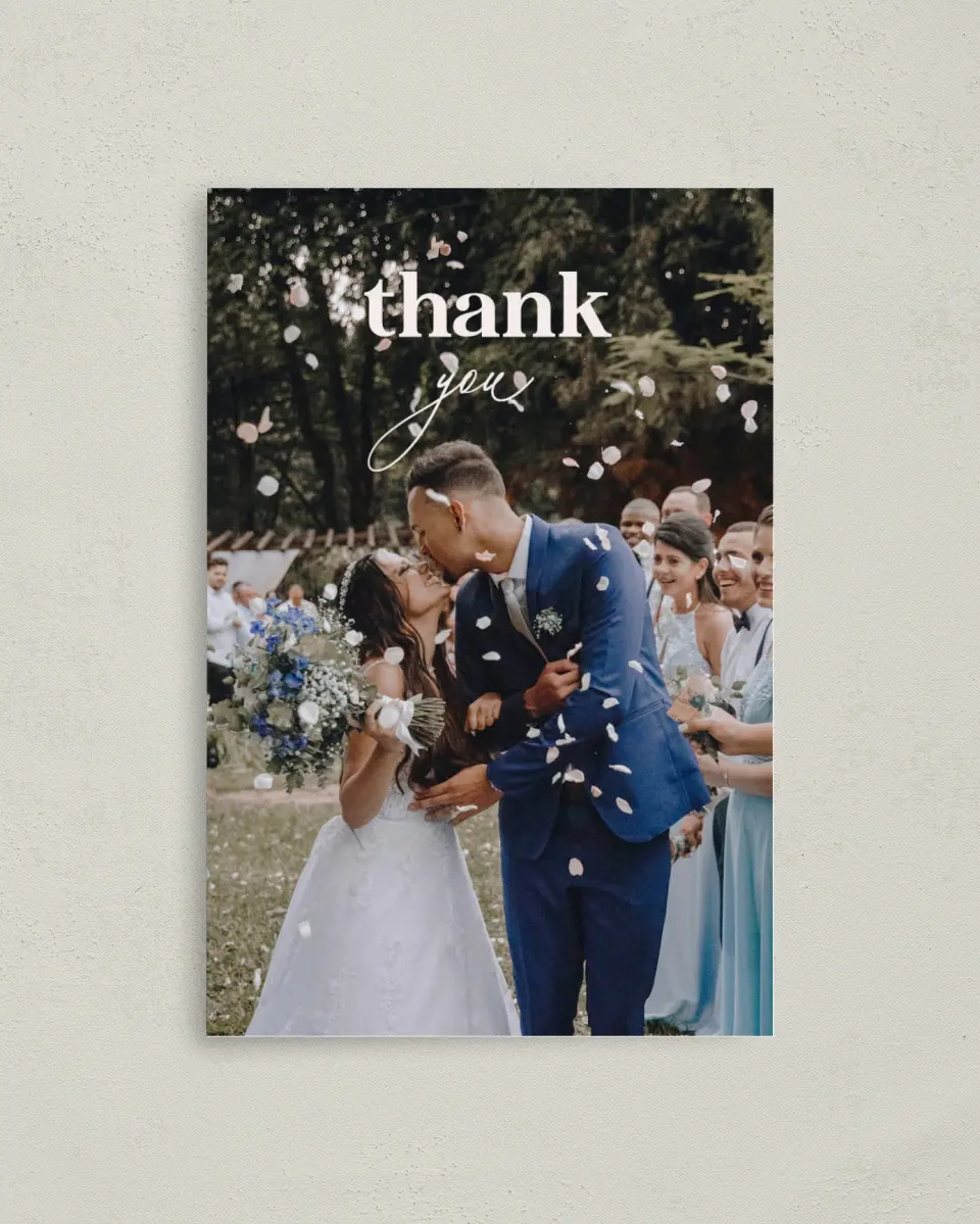 This is a 4" x 6" Folded Thank You Card called The Kassidy printed in full color on Premium Smooth paper