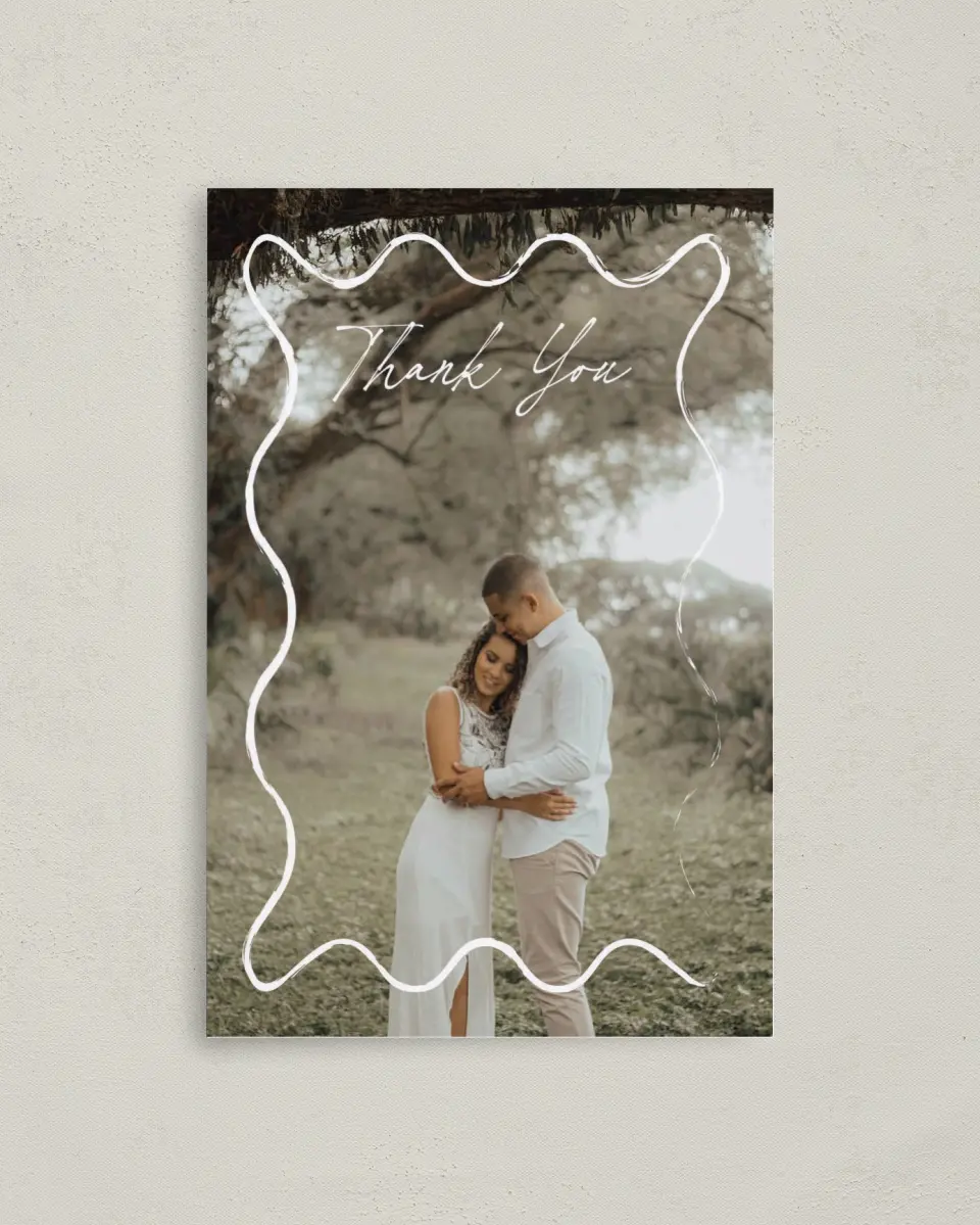This is a 4" x 6" Folded Thank You Card called Romantic Sketch printed in full color on Premium Smooth paper