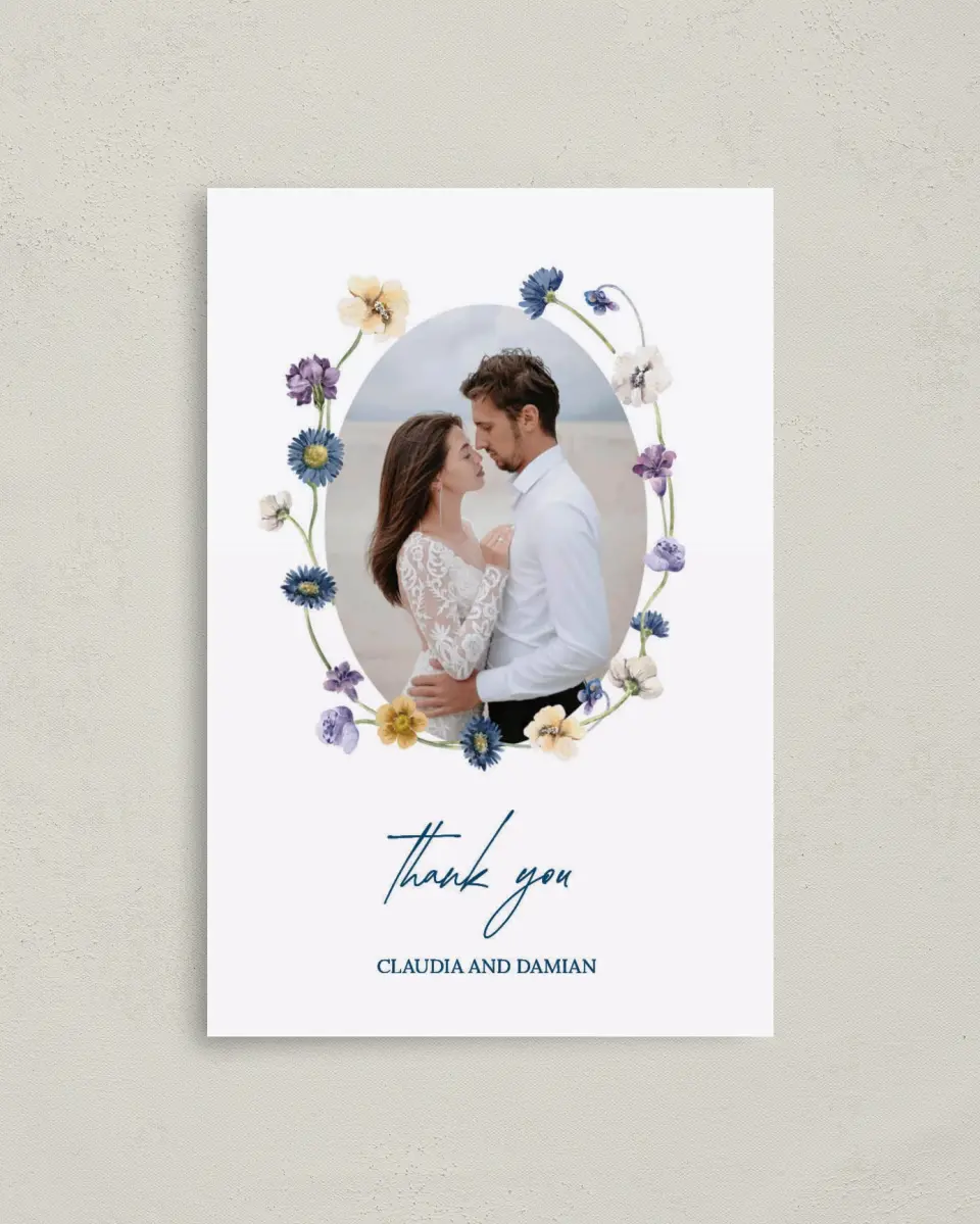 This is a 4" x 6" Folded Thank You Card called Wildest Dream printed in full color on Premium Smooth paper