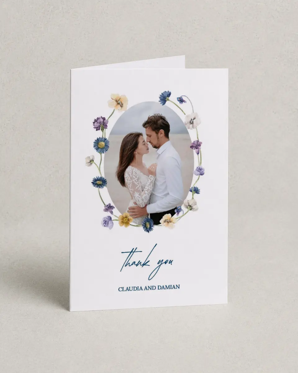 This is a 4" x 6" Folded Thank You Card called Wildest Dream printed in full color on Premium Smooth paper