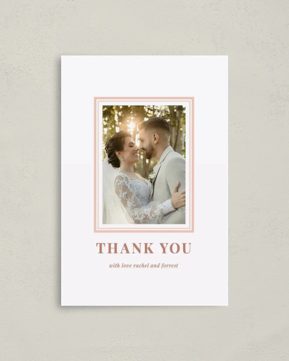 This is a 4" x 6" Folded Thank You Card called Gorgeous Blush printed in full color on Premium Smooth paper