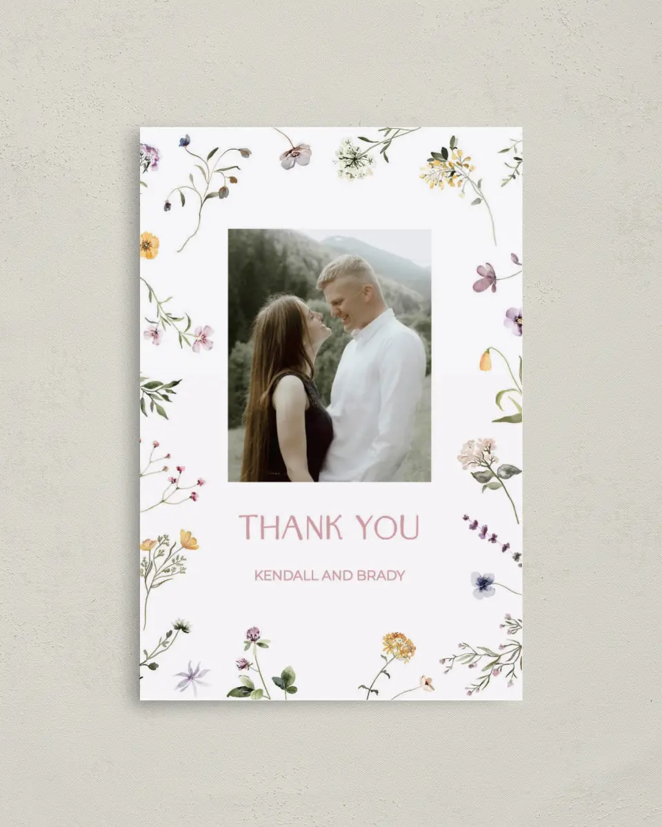 This is a 4" x 6" Folded Thank You Card called Efflorescence printed in full color on Premium Smooth paper