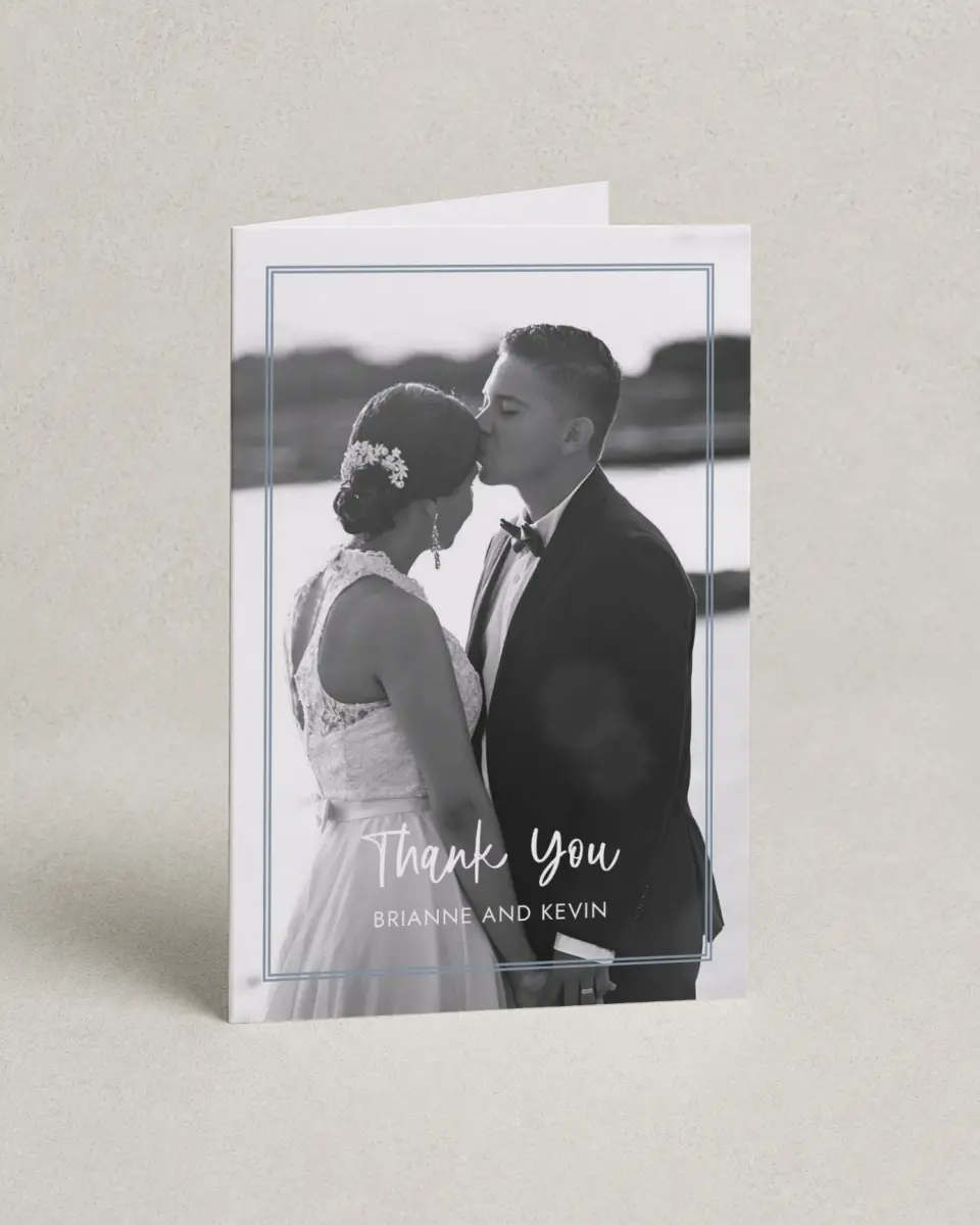 This is a 4" x 6" Folded Thank You Card called Abundant Blue printed in full color on Premium Smooth paper