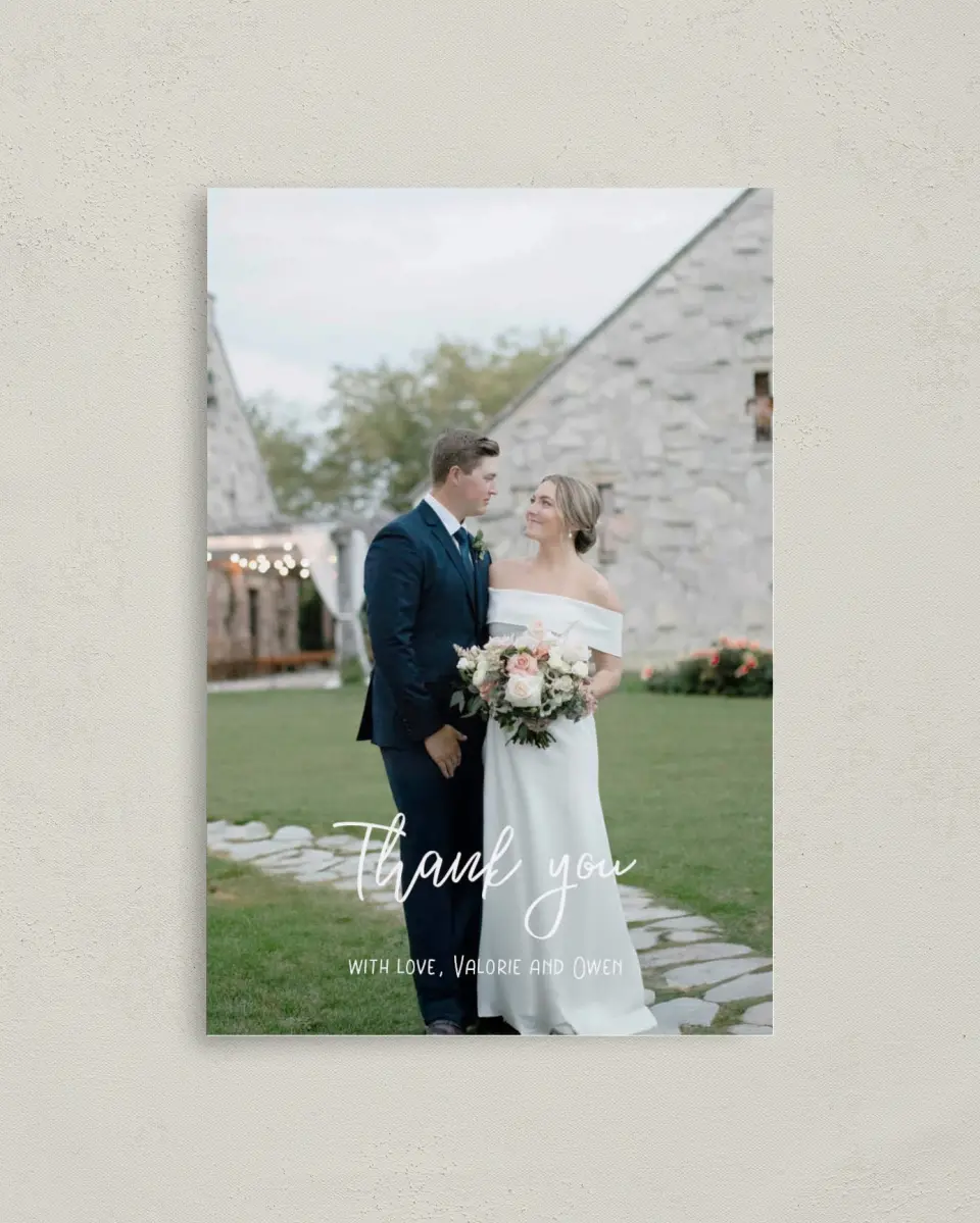 This is a 4" x 6" Folded Thank You Card called Hopeful Floral printed in full color on Premium Smooth paper