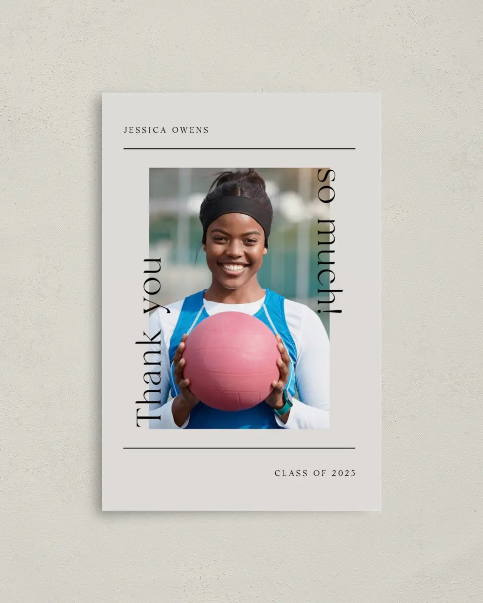 This is a 4" x 6" Folded Graduation Thank You Card called Start of Something New printed in full color on Premium Smooth paper