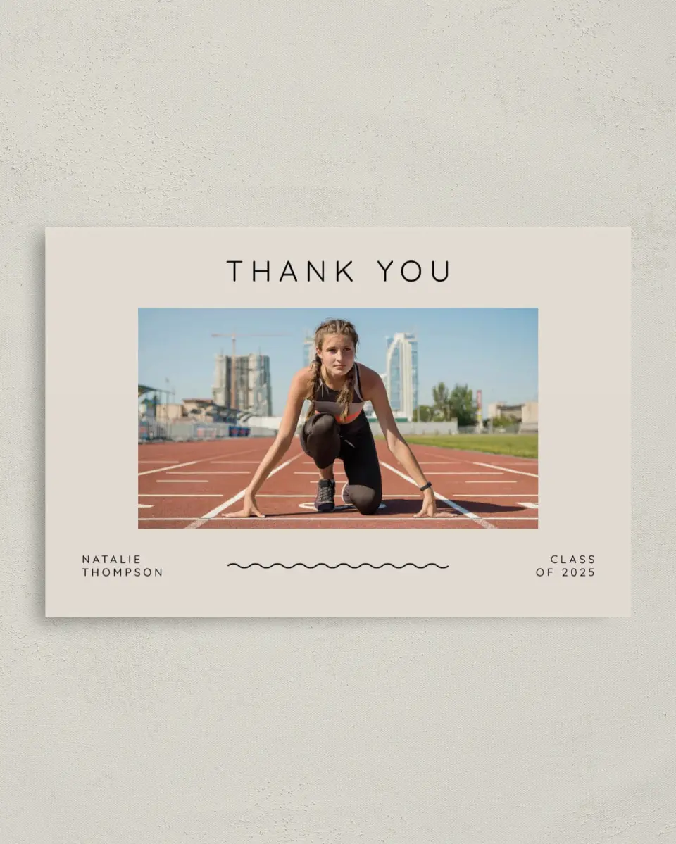 This is a 4" x 6" Folded Graduation Thank You Card called Celebration Chic printed in full color on Premium Smooth paper