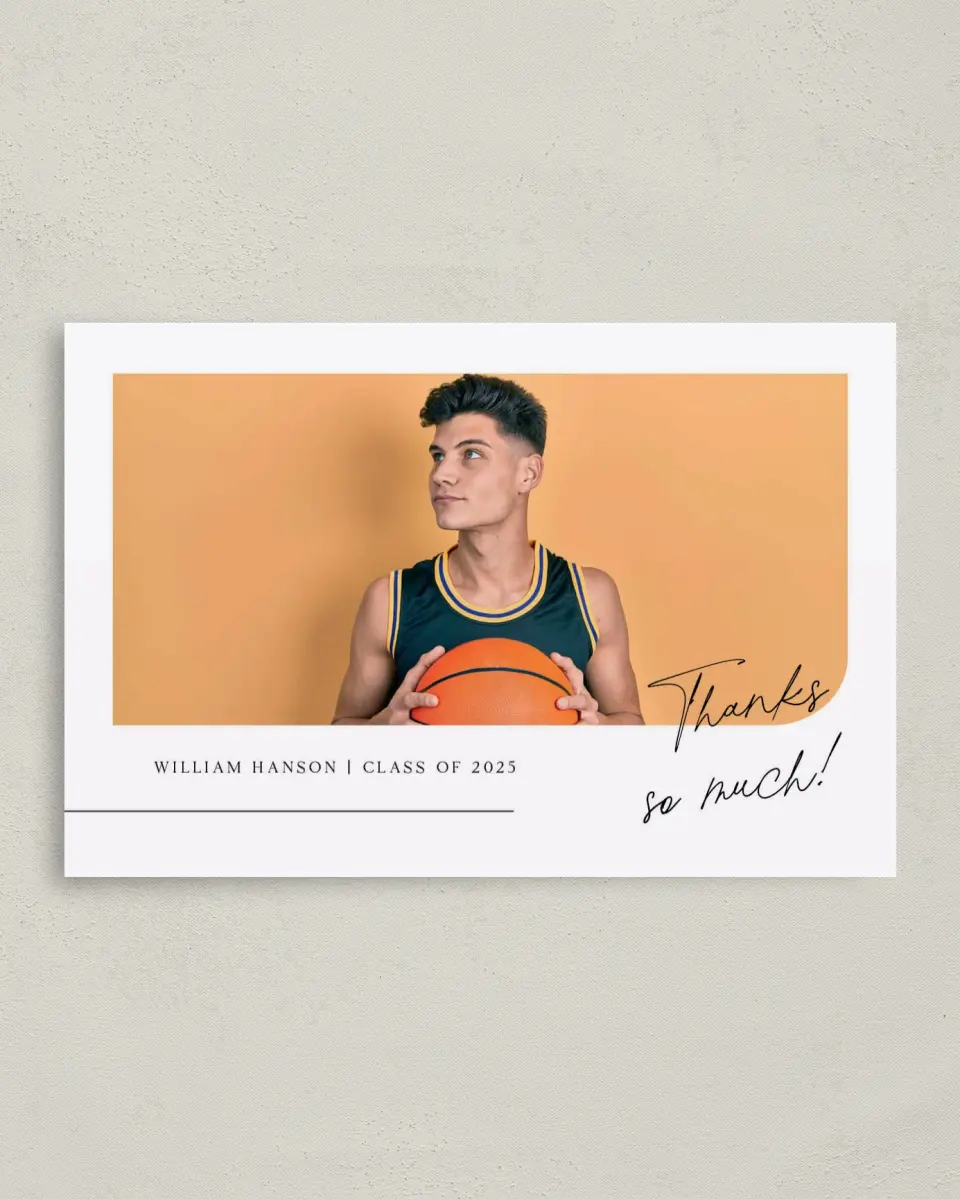 This is a 4" x 6" Folded Graduation Thank You Card called Time to Shine printed in full color on Premium Smooth paper