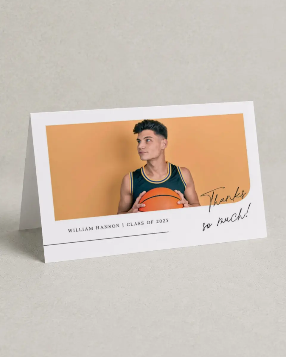 This is a 4" x 6" Folded Graduation Thank You Card called Time to Shine printed in full color on Premium Smooth paper