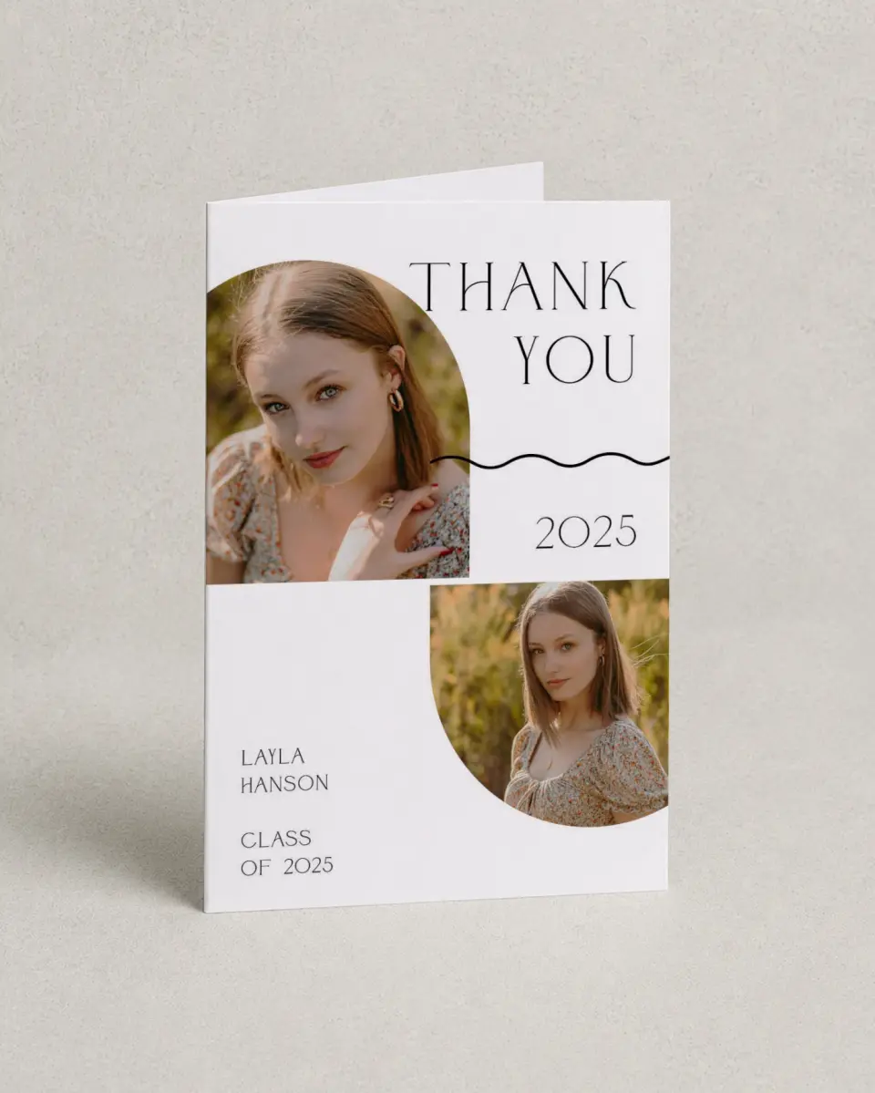 This is a 4" x 6" Folded Graduation Thank You Card called Beyond Blessed printed in full color on Premium Smooth paper