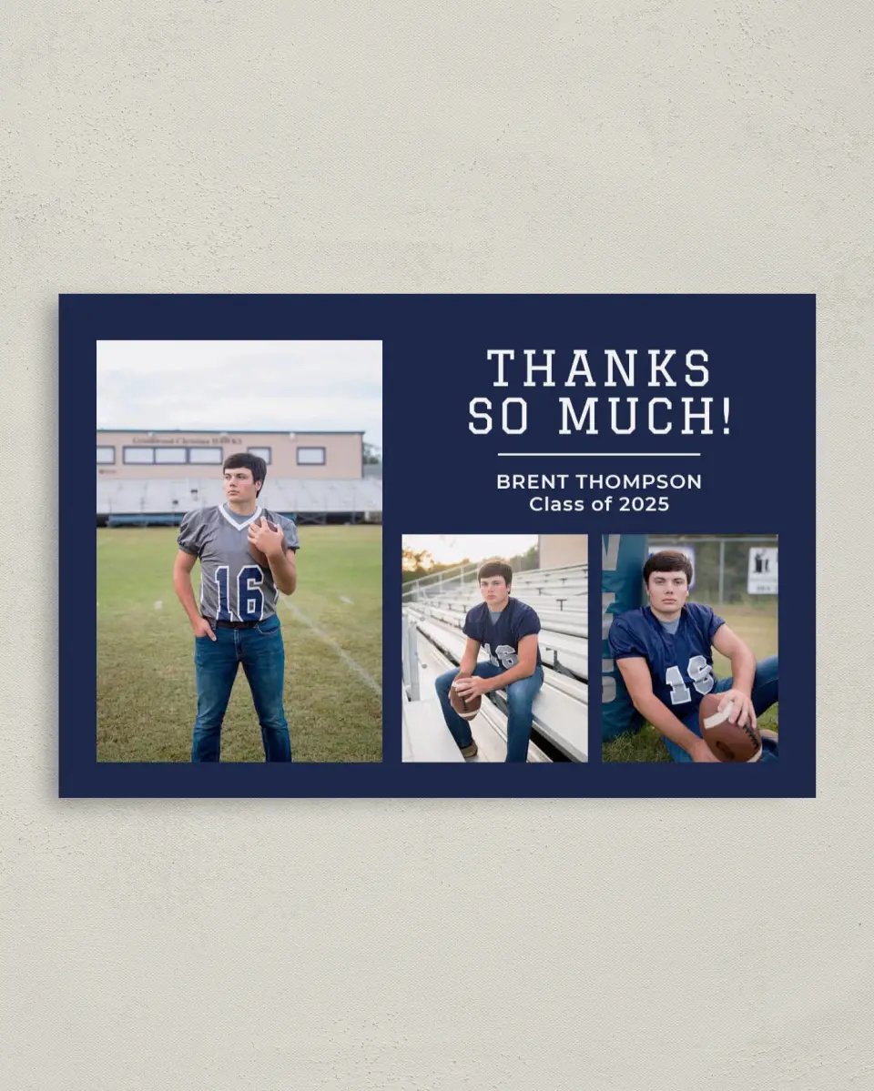 This is a 4" x 6" Folded Graduation Thank You Card called Classic Celebration printed in full color on Premium Smooth paper