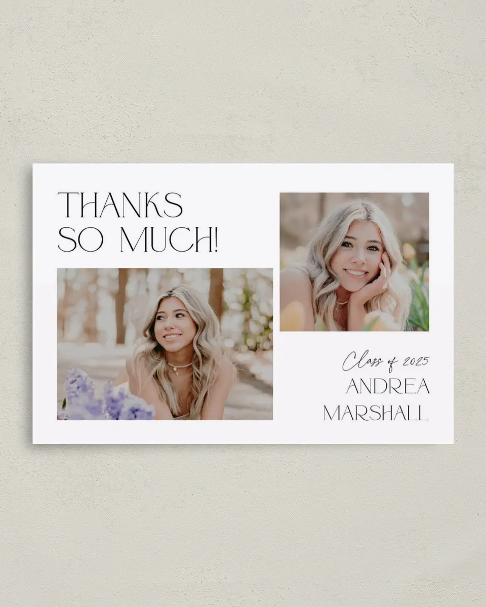 This is a 4" x 6" Folded Graduation Thank You Card called Love This Little Life printed in full color on Premium Smooth paper