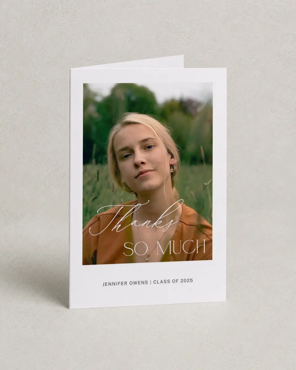 This is a 4" x 6" Folded Graduation Thank You Card called Future Is Now printed in full color on Premium Smooth paper