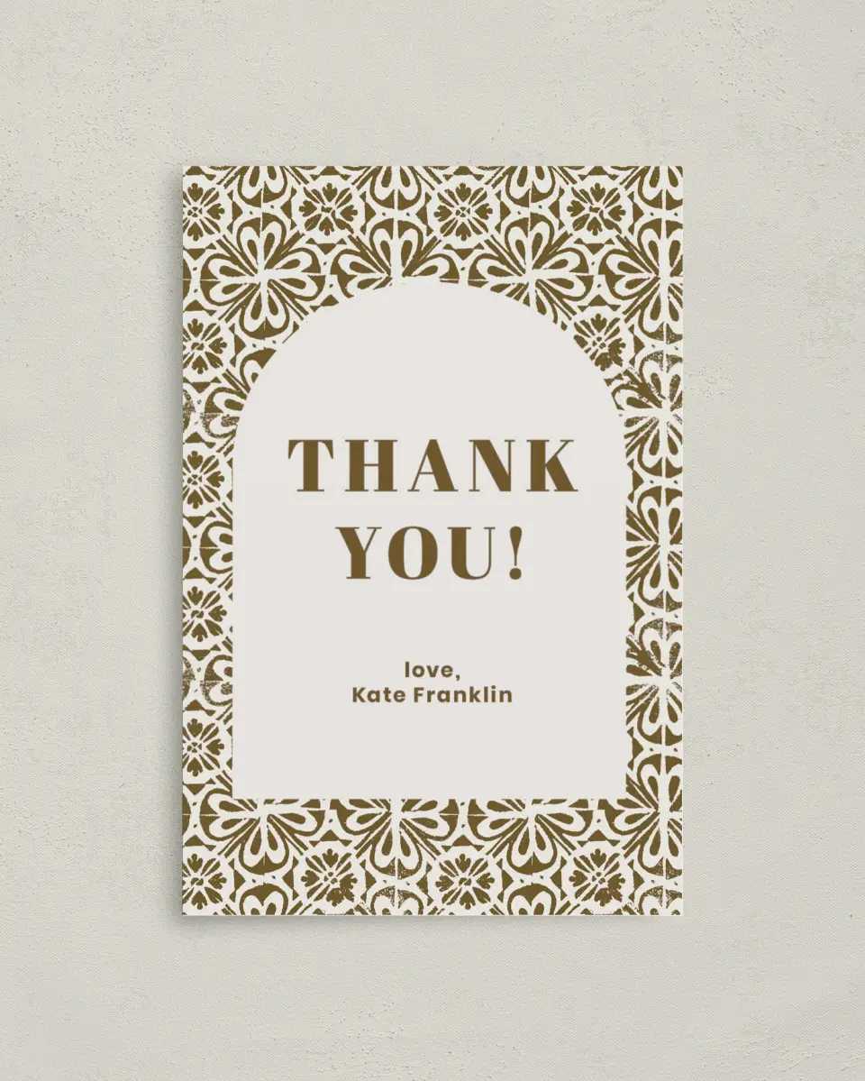 This is a 4" x 6" Folded Baby Shower Thank You Card called Sweet Baby printed in full color on Premium Smooth paper