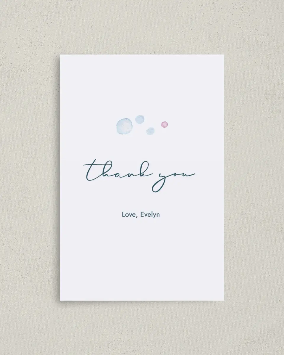This is a 4" x 6" Folded Baby Shower Thank You Card called Under The Sea printed in full color on Premium Smooth paper