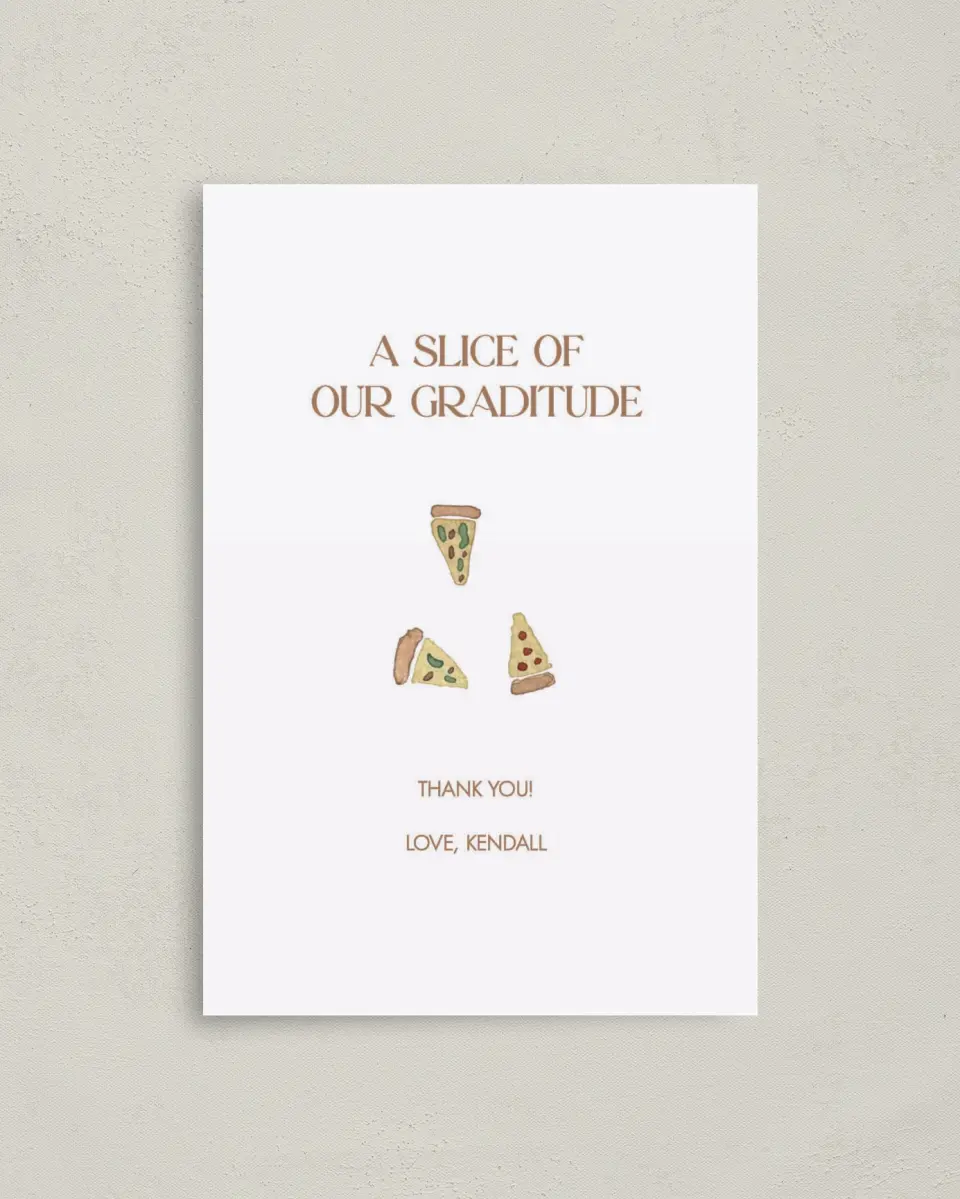 This is a 4" x 6" Folded Baby Shower Thank You Card called A Piece of Us printed in full color on Premium Smooth paper