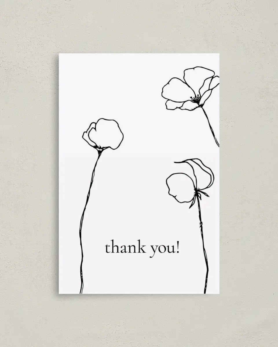This is a 4" x 6" Folded Newlywed called Poppy Girl printed in full color on Premium Smooth paper