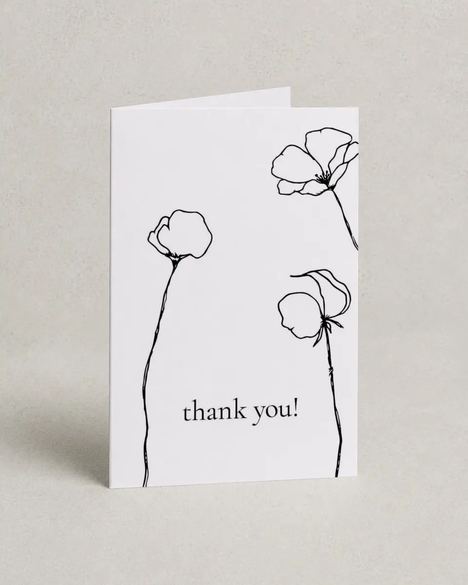 This is a 4" x 6" Folded Newlywed called Poppy Girl printed in full color on Premium Smooth paper