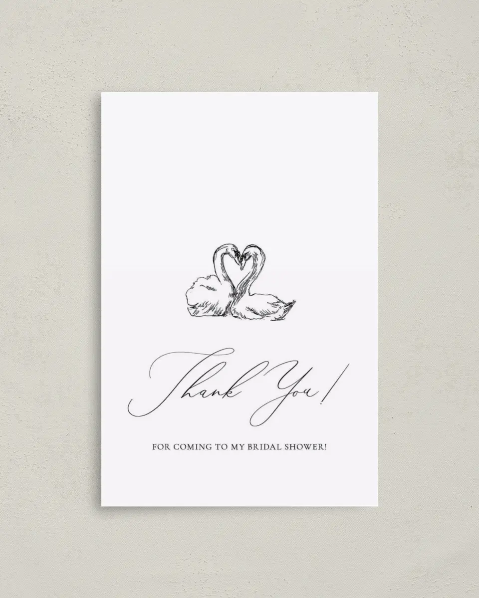 This is a 4" x 6" Folded Newlywed called Stunning Swans printed in full color on Premium Smooth paper