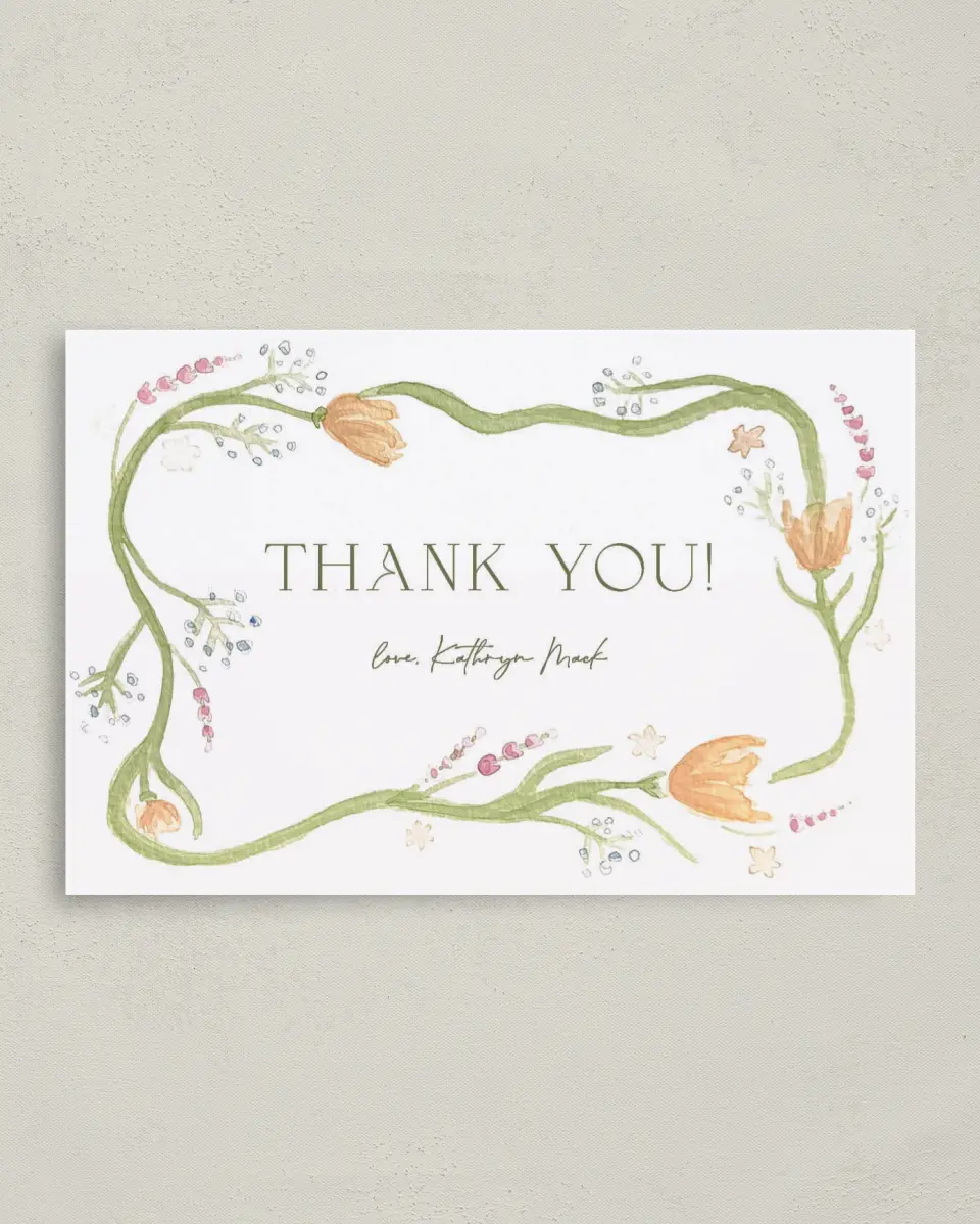 This is a 4" x 6" Folded Newlywed called Garden Party printed in full color on Premium Smooth paper