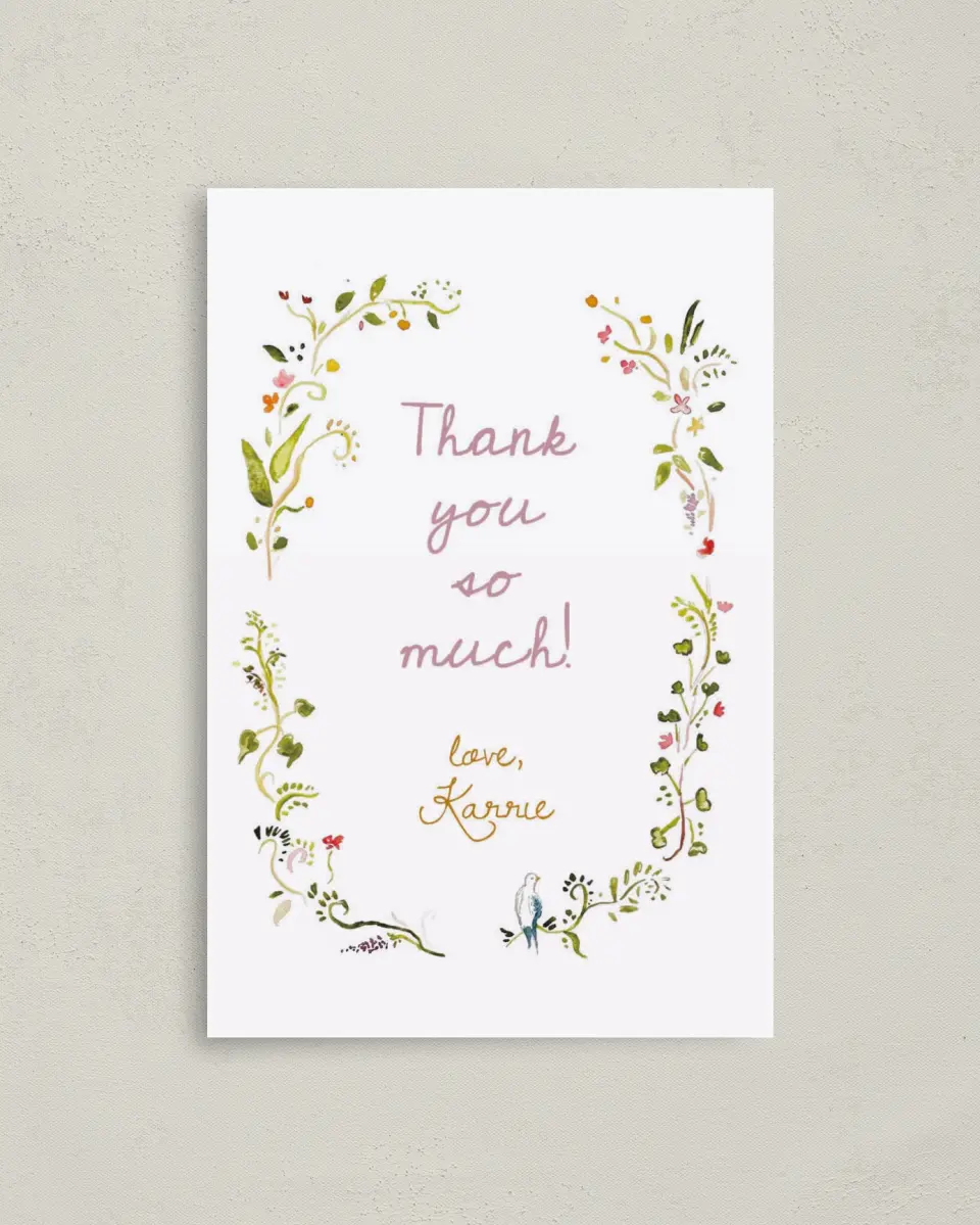 This is a 4" x 6" Folded Newlywed called Fairy Garden printed in full color on Premium Smooth paper